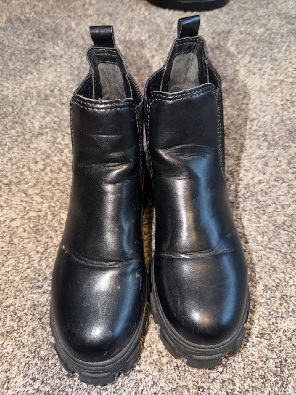 Circus by Sam Edelman Black Leather Chelsea Lug Ankle Boots